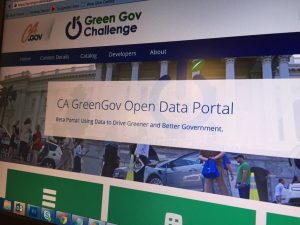 computer screen showing greengov open data portal website